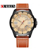 ساعة كورين رجالية  8213 الاصلية  حزام جلدي لون عسلي