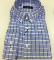 قميص كاروهات - S - ازرق وابيض