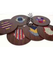 طقم كوسترز مطرز , 6 قطع