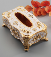 علبة محارم  ذهبي و عاجي