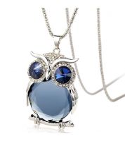 بومه كرستال لون فضي مع سلسله طويله - نحاس