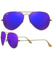 Ray-Ban Sunglasses RB 3025 Aviator Bronze Frame with Blue Mirror Lens - ازرق