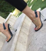 صندل كعب شفاف - 37 Eu - كحلي