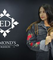 جاكيت  جينز ورد - one size - اسود