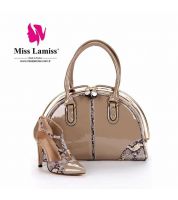 طقم صندل جلد تايغر مفتوح مع شنطة جلد  - 38 Eu - بيج