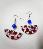 حلق ورد احمر - اكريليك