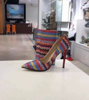 طقم شوز تطريز مع كعب ودجزدان - 37 Eu - احمر كلاريت وكحلي