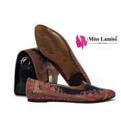 شوز مع شنطة تطريز - 37 Eu - احمر كلاريت وكحلي