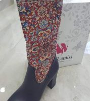 جزمة شتاء موديل 2018 جلد مع تطريز - 36 Eu - كحلي