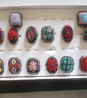 خاتم تطريز شغل يدوي  - فضة - قياس موحد