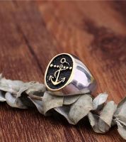 خاتم على شكل مرساة سفينة القراصنة- ستانلس ستيل - 19 size