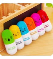 قلم حبر ازرق على شكل حبة فتامين يفتح ويغلق 