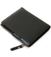 بوغيسي جلد اسود للرجال - محافظ بطبقتين