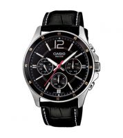 ساعة Casio للرجال Black Dial Leather Band Watch - MTP-1374L-1AVDF