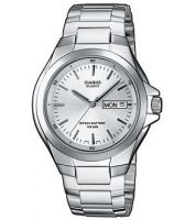 كاسيو موديل Mtp-1228 رجالي فضي و مينا فضي كريستال مع عرض التاريخ واليوم