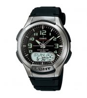 ساعة Casio Men's Black Dial Silicone Band Watch - AQ-180W-1BVDF