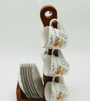 طقم6فنجان قهوة ستاند خشب Victoria 9169404