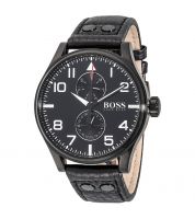 ساعة Hugo Boss Aeroliner Maxx Men's Black Dial Leather Band Watch - 1513083
