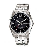 ساعة  كاسيو  بيمنا لون اسود و سوار من الستانلس ستيل للرجال - Mtp-1335d-1a