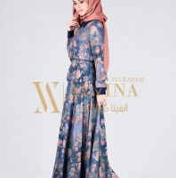 فستان Alvina 4355  - 38 - ازرق/مورد