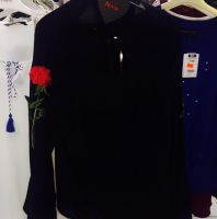 بلوزه كم طويل - M - اسود 