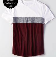 بلوزة رجالي امريكان ايغل بدون قبه  - M - ابيض و سكني و خمري 