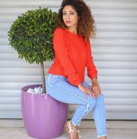 بلوزة كم طويل - M - اورنج