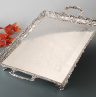 صينية  تقديم فضي كبيرة 