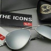 Ray-Ban Sunglasses RB 3025 Aviator Silver Frame with Silver Mirror lens - سلفر