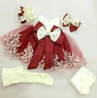 فستان بيبي  - 6-12 شهر  -  خمري 