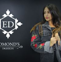 جاكيت  جينز ورد - one size - اسود