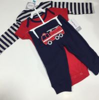 طقم اطفال  - 0 - 6 اشهر - كحلي واحمر