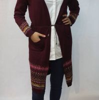 بلوزة فتح طويلة - قياس واحد - خمري