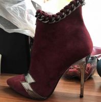 جزمة شتاء موديل 2018 جلد - 39 Eu - خمري