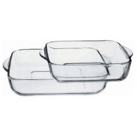 P-Bache PA-159028 Set of 2 Piece Square Platters - Transparent