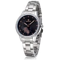 Women Fashion Analog Stainless Steel Black Dial Wristwatches