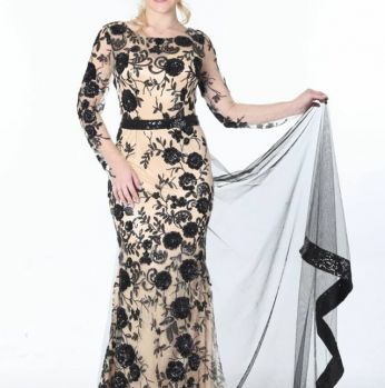 فستان - 46 & 48 - بيج مورد اسود