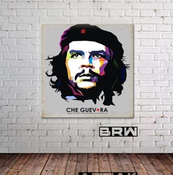 برواز من الباستيل مطبوع  على الخشب ل جيفارا - متعدد الالوان - مستطيل