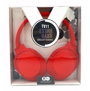 سماعة راس ستيريو Headphone EXTRABASS Tv11 - احمر