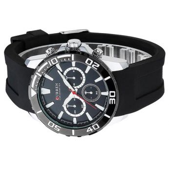 ساعة  رجالية  كورين  حزام سيليكون اسود 