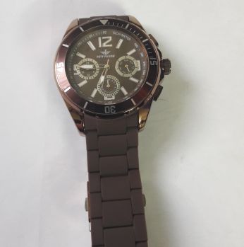 ساعه رجالية , نيو فاند , اللون البني