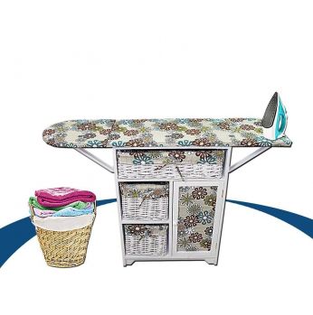 طاولة كوي + كومدينة خشب متعددة الاستخدام - بيج