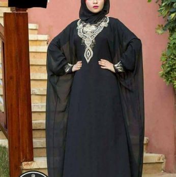 عباية خليجي صناعة مصرية - قياس واحد - اسود وفضي