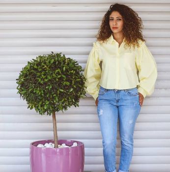 قميص كاجوال  - S - اصفر ليموني