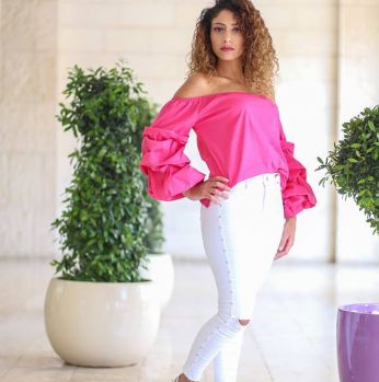 بلوزة off shoulder  - S - فوشي 