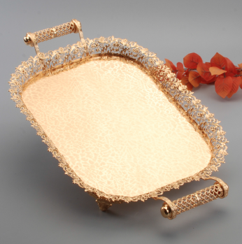 صينية مستطيل ذهبي