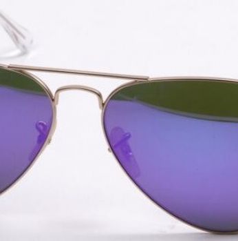 Ray-Ban Sunglasses RB 3025 Aviator Gold Frame with Pink-Purple Mirror Lens - بنفسجي