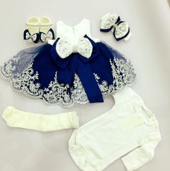 فستان بيبي  - 6-12 شهر   - نيلي