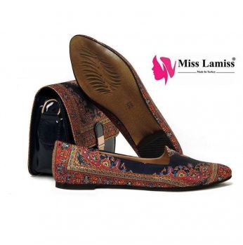 شوز مع شنطة تطريز - 37 Eu - احمر كلاريت وكحلي