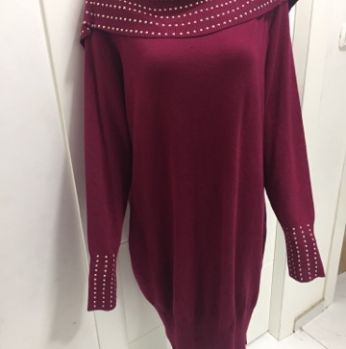 فستان بقبة دائرية  - xxxl - خمري